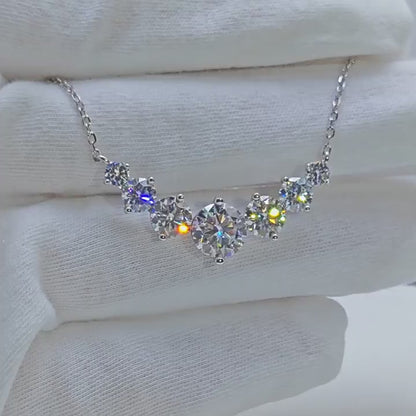 S925 pure silver pendant plated with pt950 minimalist style 1.7 carat D-color moissanite necklace