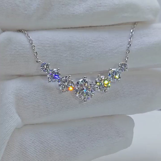 S925 pure silver pendant plated with pt950 minimalist style 1.7 carat D-color moissanite necklace