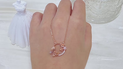 S925 Silver New Product Natural Powder Mother Shell Flower Spirit Butterfly Dream Necklace Clavicular Chain Women's Jewelry