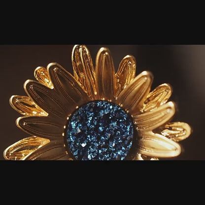 Sunflower French Earrings Earclip No Ear Hole Qingdao Vintage Jewelry Flower New Chinese Style