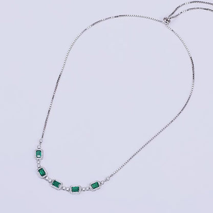New cultivated emerald collarbone chain S925 silver inlaid colorful treasure full diamond necklace European and American retro style