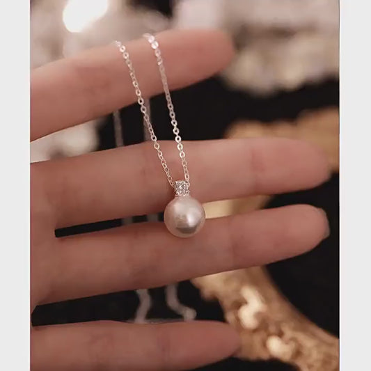 S999 Shijia pearl necklace niche design necklace single pearl collarbone chain silver chain jewelry