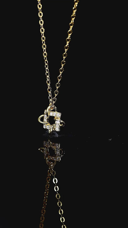 Geometric square pendant collarbone chain for women, plated with 14K gold and 925 pure silver, fully inlaid with moissanite necklace