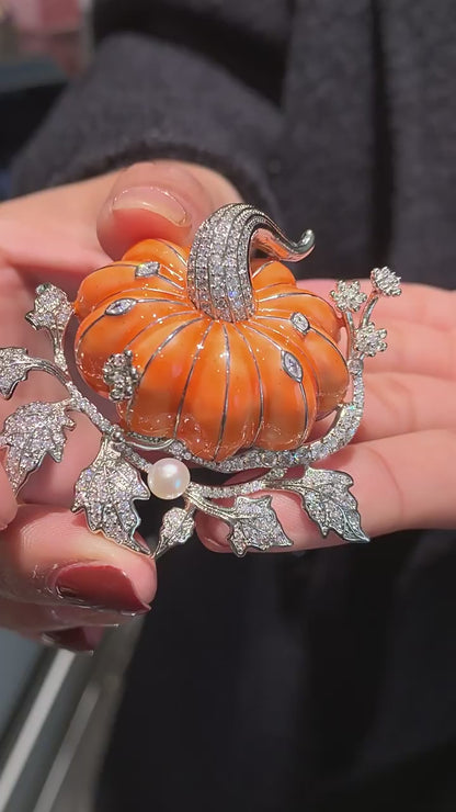 Thousand Clan Silver Christmas Gift High end Original Design Pumpkin Brooch Pendant Fashion Accessories